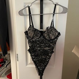 Black Lace and Tan Bodysuit